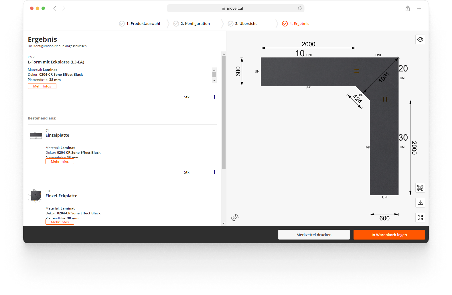 moveIT WEBCON Ergebnisseite